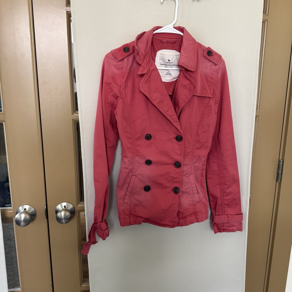 Abercrombie & Fitch Women's Medium Red Double Breasted Heritage Trench Jacket